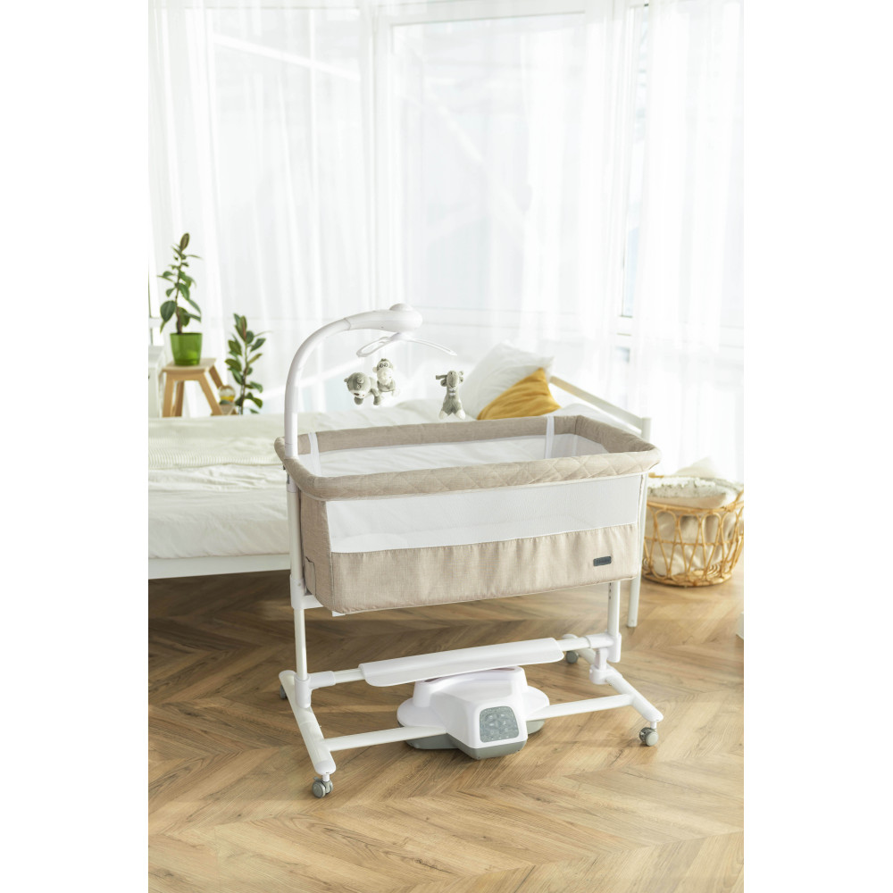 Carrello Bloom CRL-10304 - приставне ліжечко-гойдалка 3 в 1, регулювання за висотою, у комплекті пульт ДК, антимоскітна сітка, електронний мобіль із нічником–проектором • Eos Grey Carrello Bloom CRL-10304 - приставне ліжечко-гойдалка 3 в 1, регулювання за висотою, у комплекті пульт ДК, антимоскітна сітка, електронний мобіль із нічником–проектором • Eos Grey