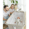 Carrello Bloom CRL-10304 - приставне ліжечко-гойдалка 3 в 1, регулювання за висотою, у комплекті пульт ДК, антимоскітна сітка, електронний мобіль із нічником–проектором • Eos Grey