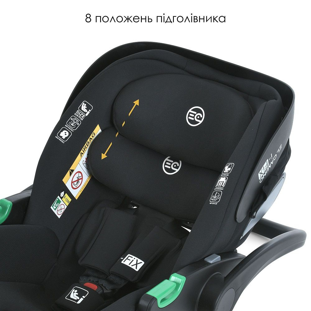 El Camino i-Fix ME 1110 - автокрісло для новонародженого i-Size (автолюлька), розкладається до лежачого положення (0 - 15 місяців / 40 - 87 см) • Moon Black
