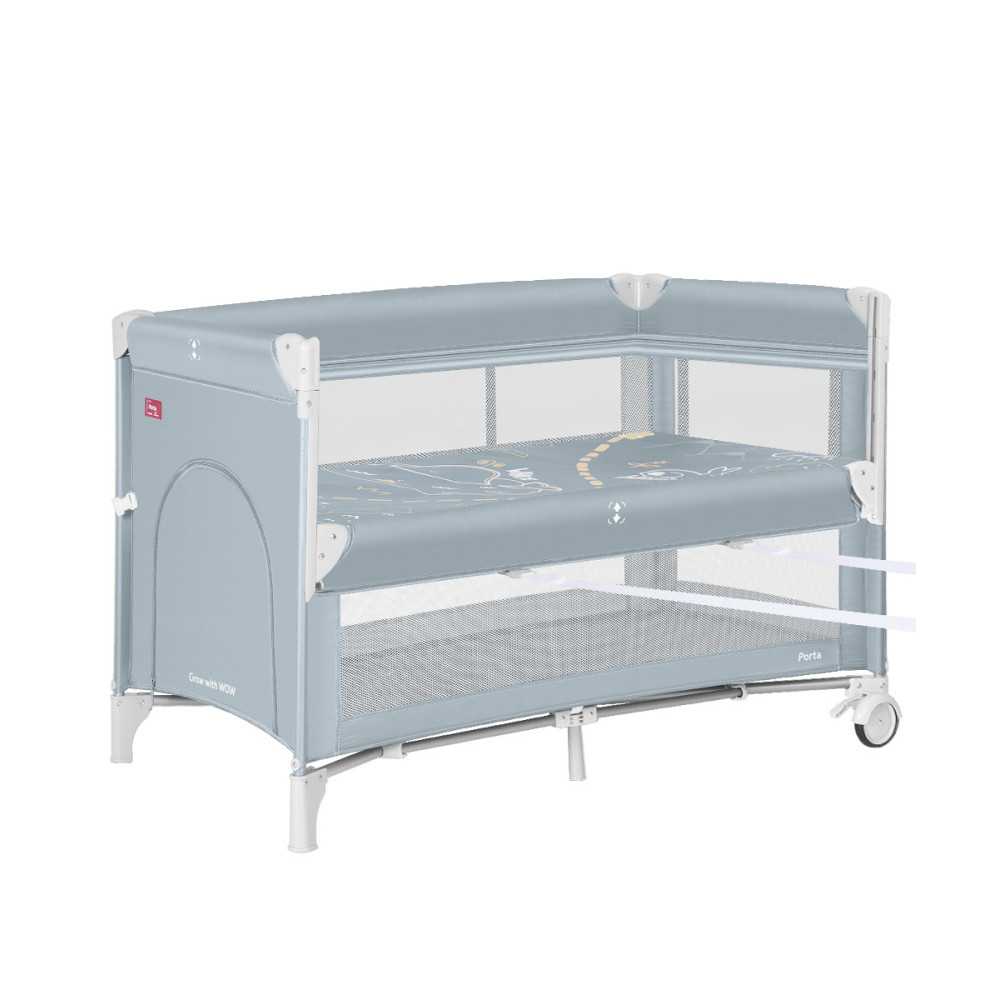 Carrello Porta CRL-18103 - приставная детская кроватка-манеж, двойное дно, ремни для крепления, широкое боковое отверстие на молнии • Ash Grey