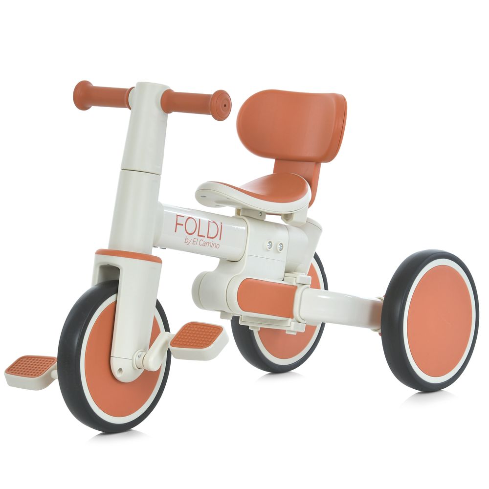 El Camino Foldi ME 1202 - детский трехколесный велосипед-трансформер 3в1, с родительской ручкой, беговел (от 18 месяцев до 5 лет / до 30 кг) • Сinnamon Beige