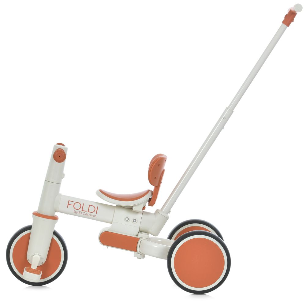 El Camino Foldi ME 1202 - детский трехколесный велосипед-трансформер 3в1, с родительской ручкой, беговел (от 18 месяцев до 5 лет / до 30 кг) • Сinnamon Beige