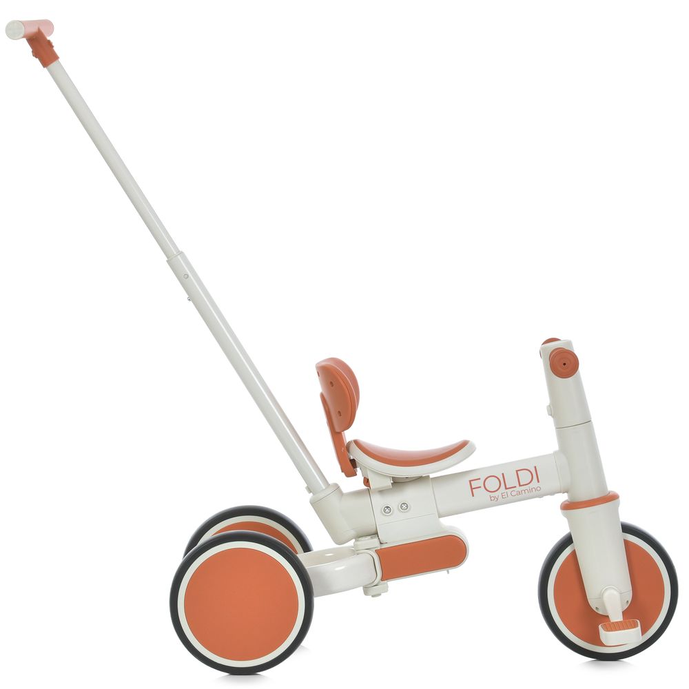 El Camino Foldi ME 1202 - детский трехколесный велосипед-трансформер 3в1, с родительской ручкой, беговел (от 18 месяцев до 5 лет / до 30 кг) • Сinnamon Beige
