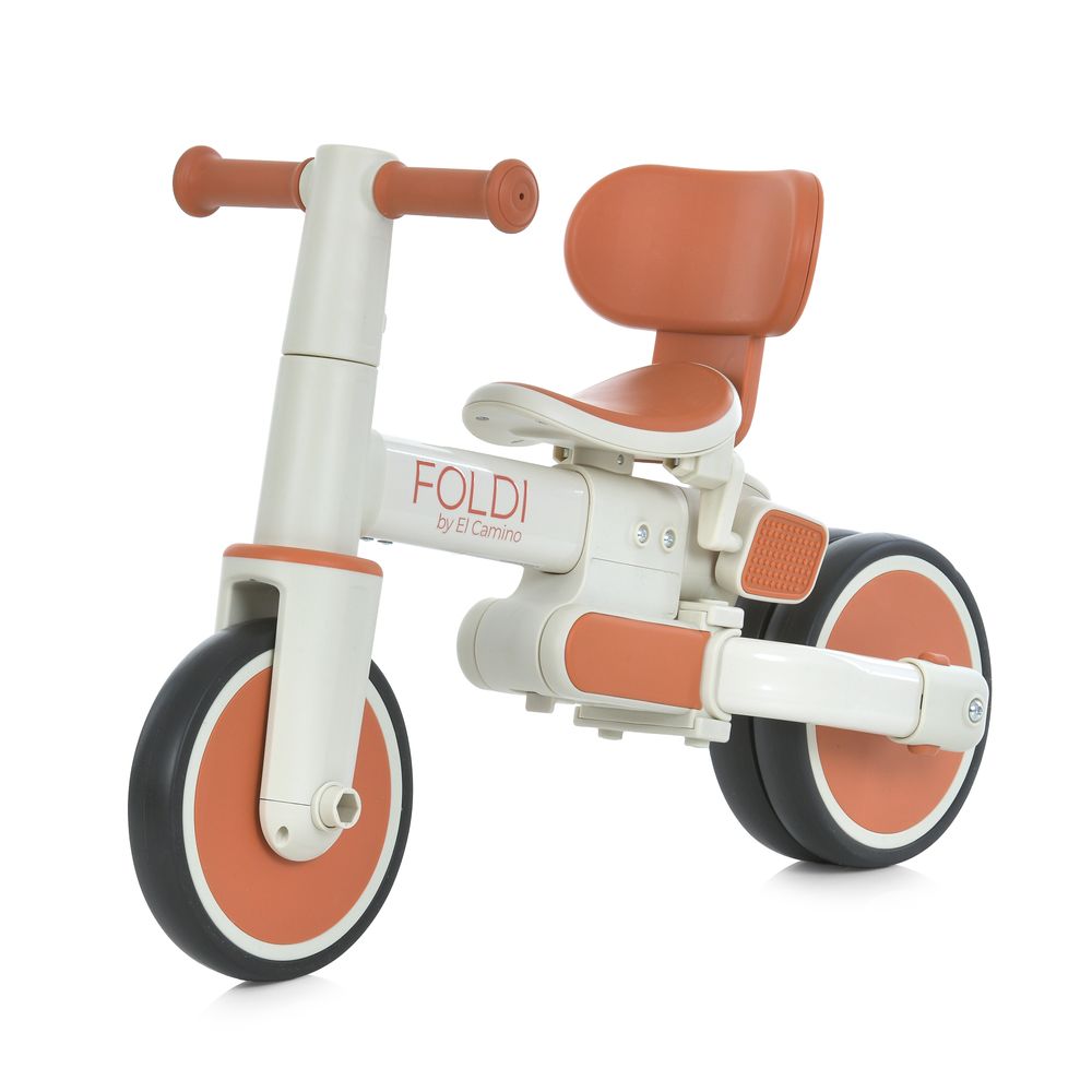 El Camino Foldi ME 1202 - детский трехколесный велосипед-трансформер 3в1, с родительской ручкой, беговел (от 18 месяцев до 5 лет / до 30 кг) • Сinnamon Beige