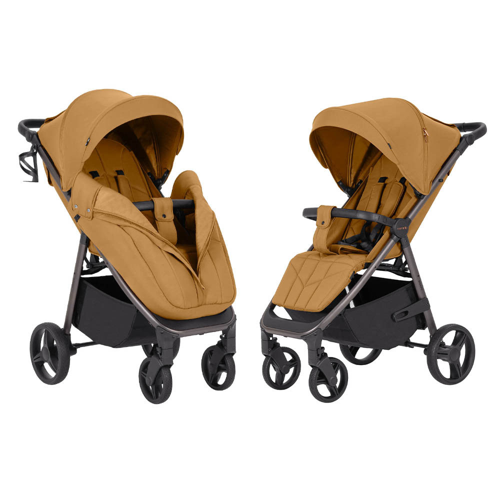 Carrello Bravo 2025 CRL-8512PU - прогулянкова коляска з великими гумовими колесами, всесезонний візок, захист від сповзання, ручка регулюється по висоті, зручна система складання • Mango Orange