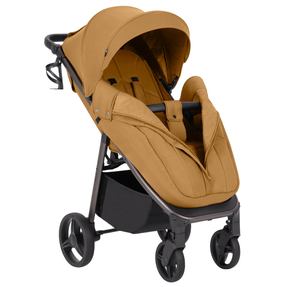 Carrello Bravo 2025 CRL-8512PU - прогулянкова коляска з великими гумовими колесами, всесезонний візок, захист від сповзання, ручка регулюється по висоті, зручна система складання • Mango Orange