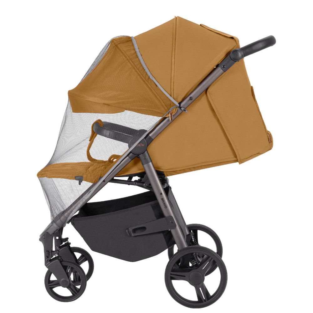 Carrello Bravo 2025 CRL-8512PU - прогулянкова коляска з великими гумовими колесами, всесезонний візок, захист від сповзання, ручка регулюється по висоті, зручна система складання • Mango Orange