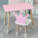 Комплект детской мебели - прямоугольный столик и стульчик корона • Розовый