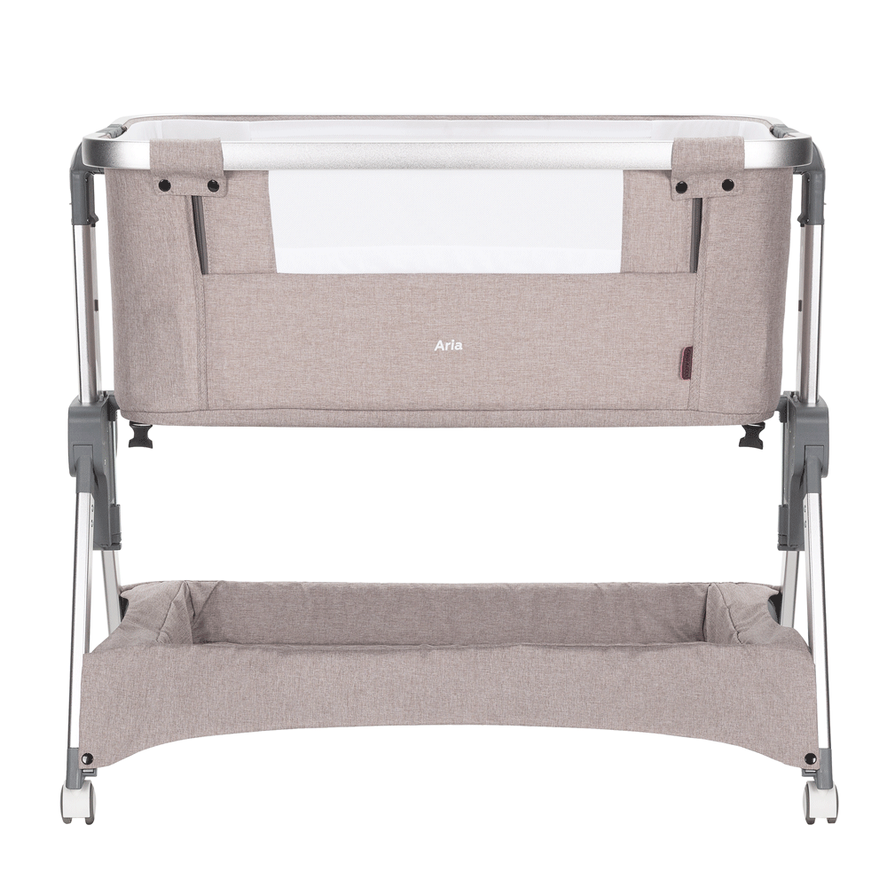 Carrello Aria CRL-16402 - дитяче приставне ліжечко 2в1 від народження (4 колеса, регулювання по висоті, великий кошик для речей) • Cream Beige