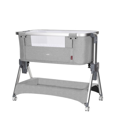 Carrello Aria CRL-16402 - приставная кроватка 2в1 с регулировкой высоты, колесами и корзиной • Silver Grey