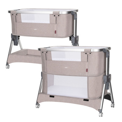 Carrello Aria CRL-16401 - приставне ліжечко-манеж 3в1 з регулюванням висоти, колесами та кошиком • Cream Beige
