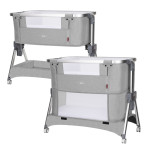 Carrello Aria CRL-16401 - приставная кроватка-манеж 3в1 с регулировкой высоты, колесами и корзиной • Silver Grey
