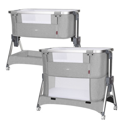 Carrello Aria CRL-16401 - приставная кроватка-манеж 3в1 с регулировкой высоты, колесами и корзиной • Silver Grey