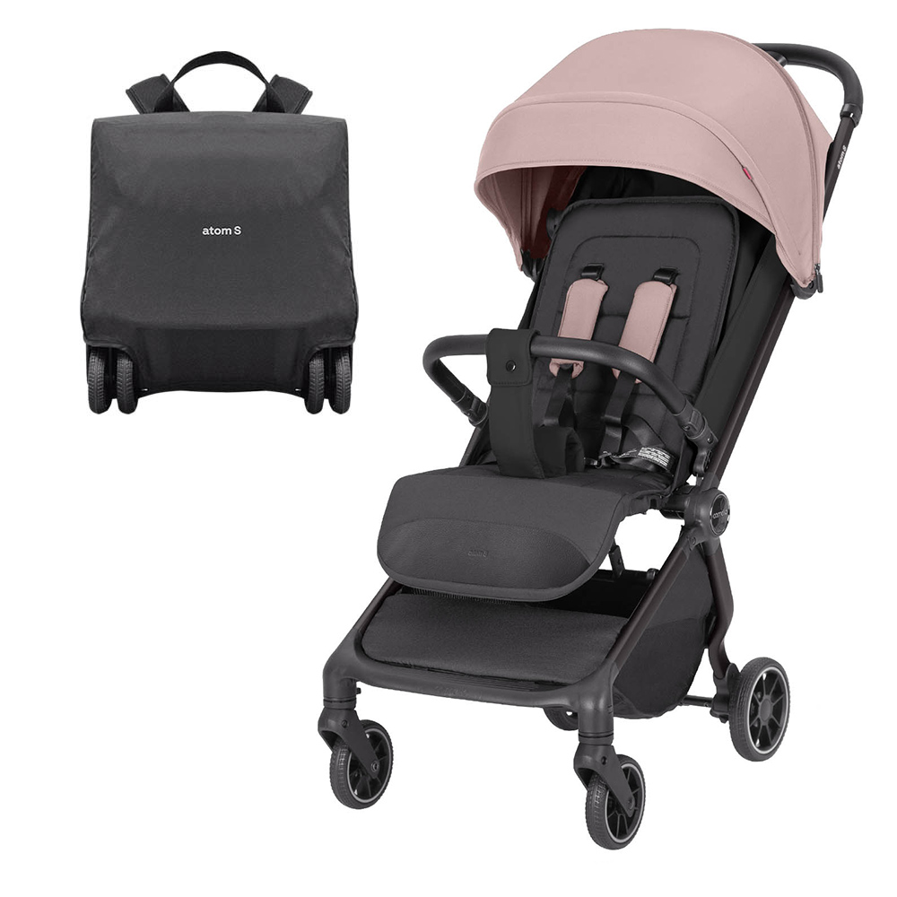 Carrello Atom S CRL-5526 - прогулочная коляска с автоматическим складыванием, для путешествий, компактная, рюкзак для транспортировки в комплекте • Blossom Pink