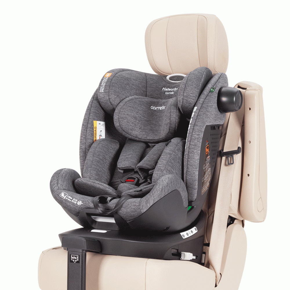 Carrello Meteorit+ CRL-17515 - детское автокресло i-Size (0 – 12 лет / 40 – 150 см) с функцией поворота 360 по ходу и против направления движения, боковая защита, крепление Isofix • Carbon Grey
