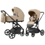 Carrello Alfa CRL-6522 - легкая детская коляска 2в1 с регулировкой высоты люльки и прогулочного сиденья (телескопическая ручка) • Natural Beige