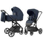 Carrello Alfa CRL-6522 - легкая детская коляска 2в1 с регулировкой высоты люльки и прогулочного сиденья (телескопическая ручка) • Denim Blue