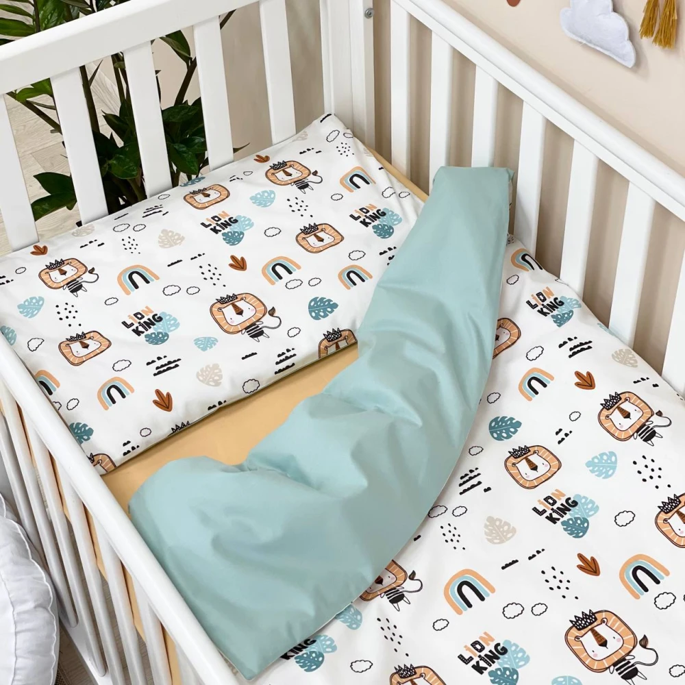 Змінна постіль Маленька Соня Baby Dream Леви з веселками Mint