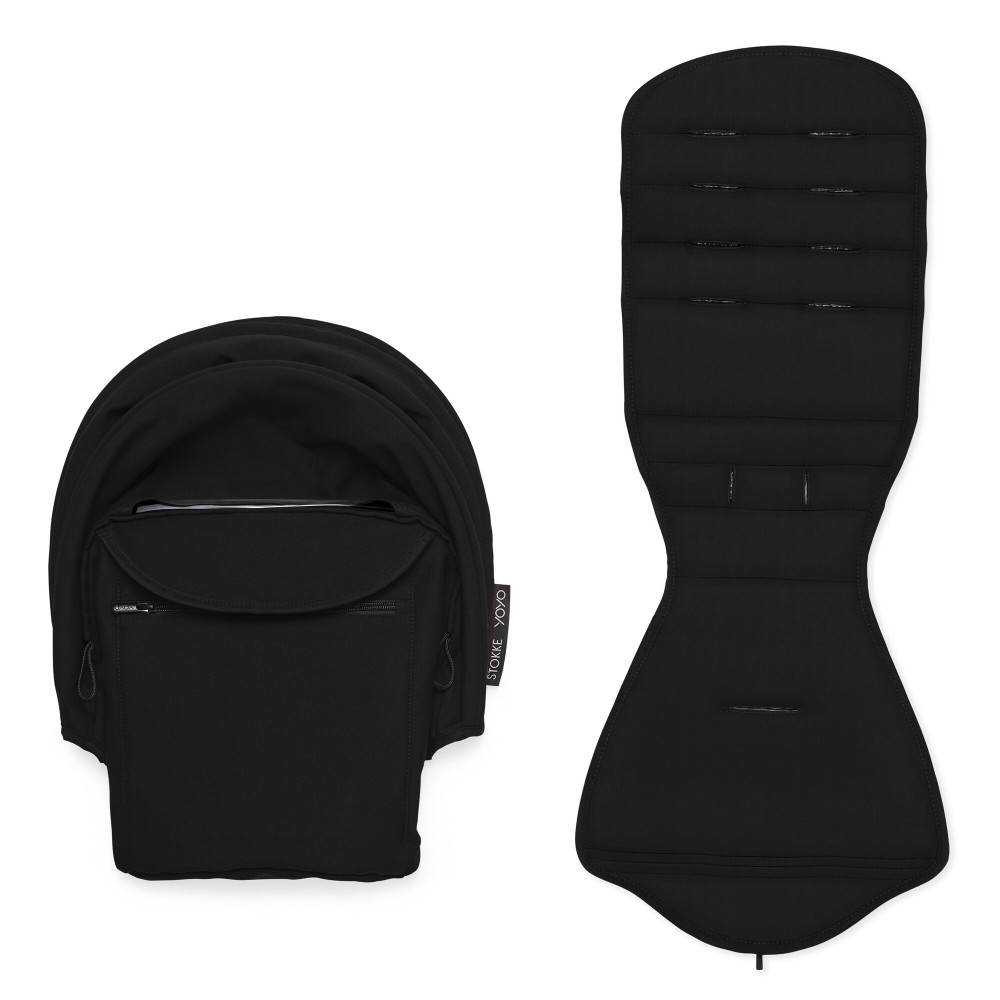 Stokke YOYO 6+ - сменный комплект текстиля для шасси YOYO³ (капюшон и сиденье) • Black