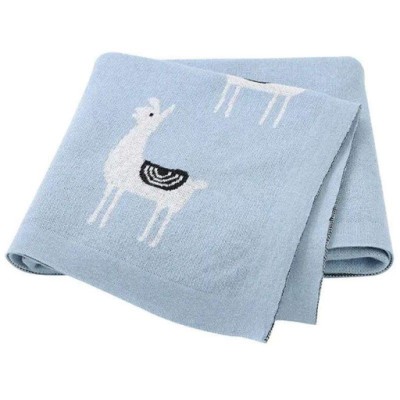 Детский вязаный плед Lovely Svi 80х100 см, хлопок 100%, Лама голубой (3160225)