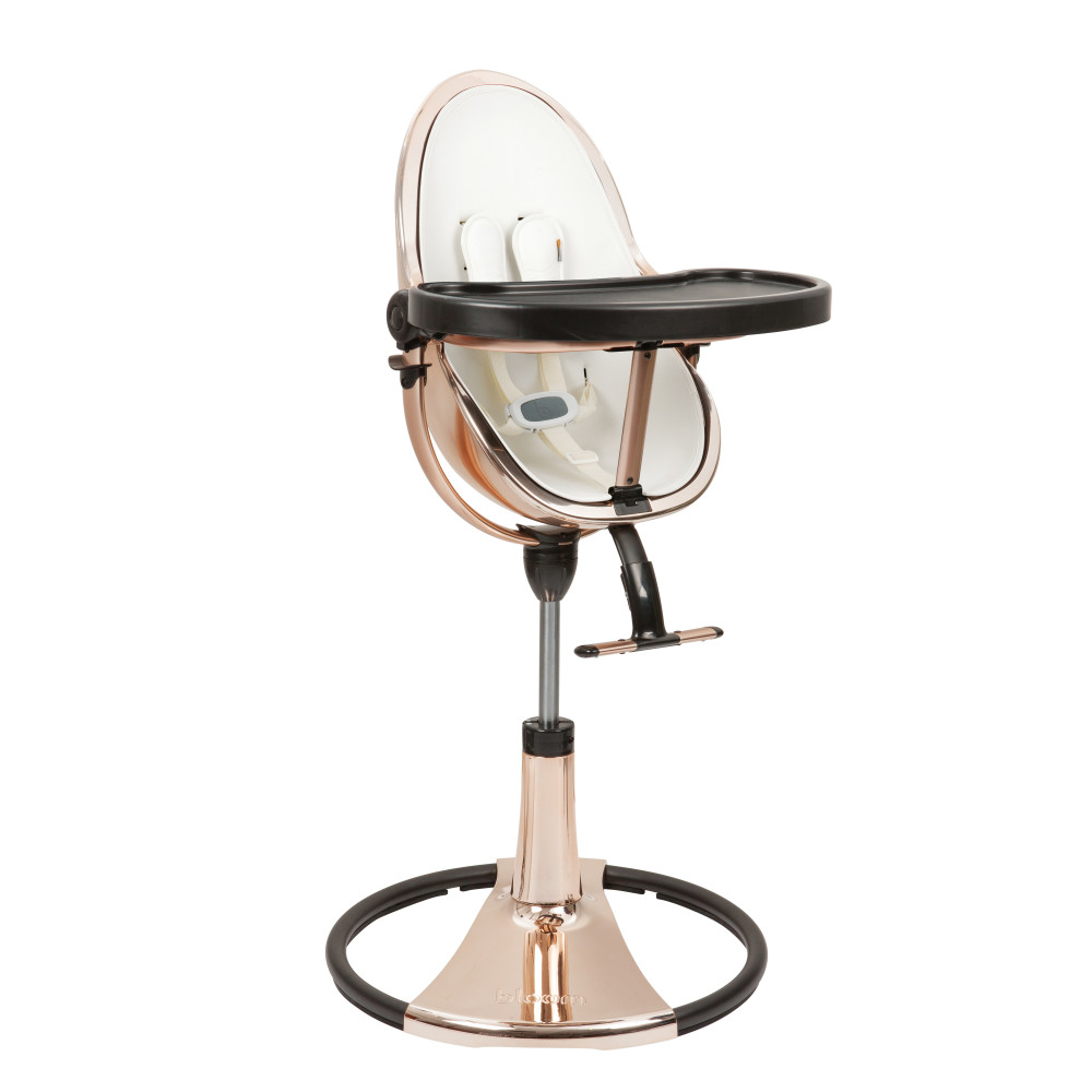 Bloom Fresco - стільчик для годування, еко-шкіра, поворотність 360, захисний бар'єр • Rose Gold