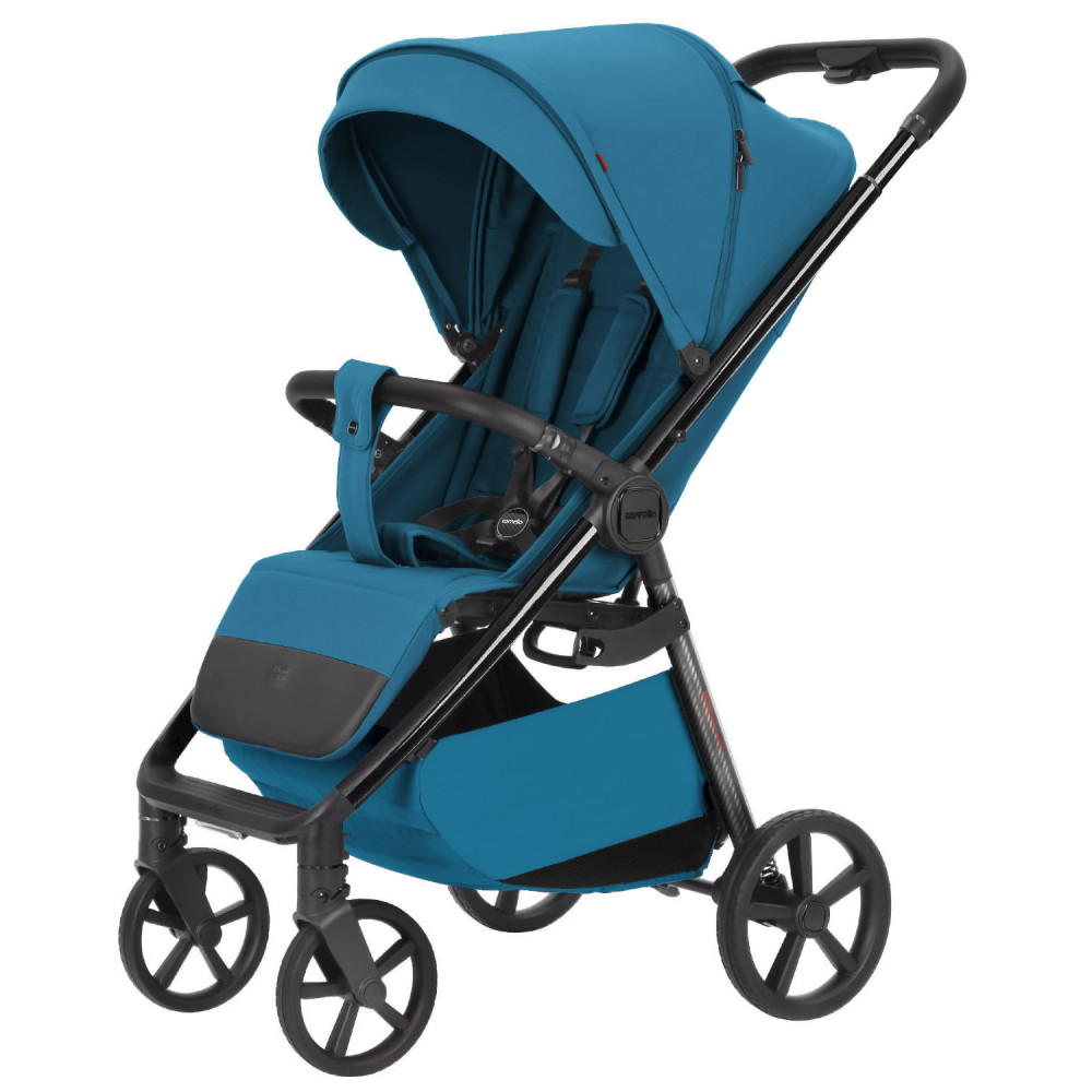 Carrello Bravo Carbon CRL-5530 - прогулянкова коляска для бездоріжжя, всесезонний візок з підсвіткою (телескопічна ручка) • Azure Blue