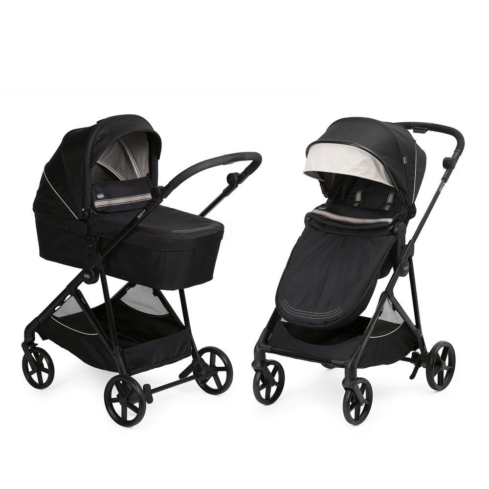 Chicco Seety - бюджетная детская коляска 2 в 1 • Черный (87097.07.01)
