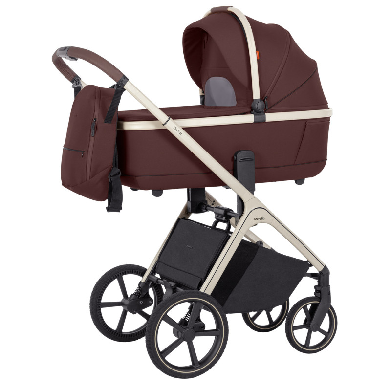 Carrello Vector CRL-6550 - легка дитяча коляска 2в1 з регулюванням висоти люльки та прогулянкового сидіння • Sienna Beige