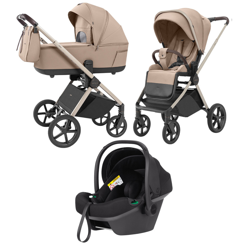 Carrello Ultra CRL-6527 - легкая детская коляска 2в1, термолюлька, телескопическая ручка, регулируемые по высоте люлька и сиденье, с автокреслом для новорожденного Carrello Nova (0 - 15 месяцев / 40 - 87 см) • Floral Beige