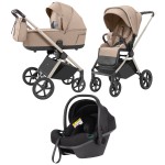 Carrello Ultra CRL-6527 - легкая детская коляска 2в1, термолюлька, телескопическая ручка, регулируемые по высоте люлька и сиденье, с автокреслом для новорожденного Carrello Nova (0 - 15 месяцев / 40 - 87 см) • Floral Beige