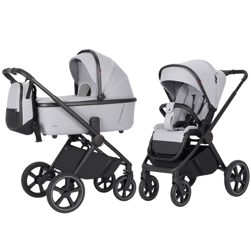 Carrello Ultimo CRL-6528 - дитяча універсальна коляска 2в1, коляска з оновленою люлькою, регулювання висоти люльки та прогулянкового блоку, всесезонний візок • Arctic Grey