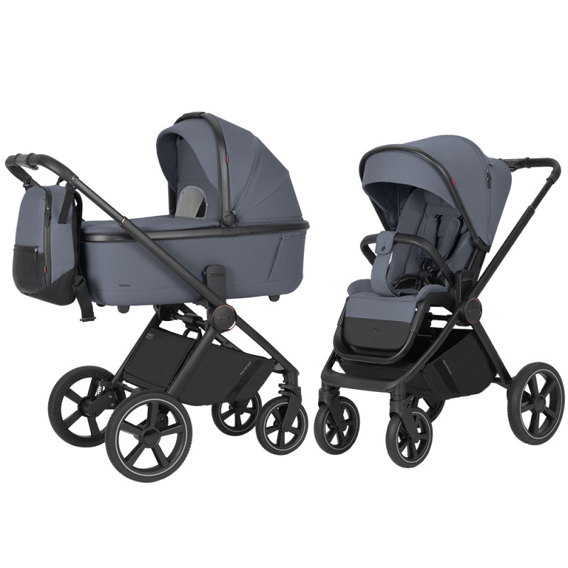 Carrello Ultimo CRL-6528 - дитяча універсальна коляска 2в1, коляска з оновленою люлькою, регулювання висоти люльки та прогулянкового блоку, всесезонний візок • Cool Grey
