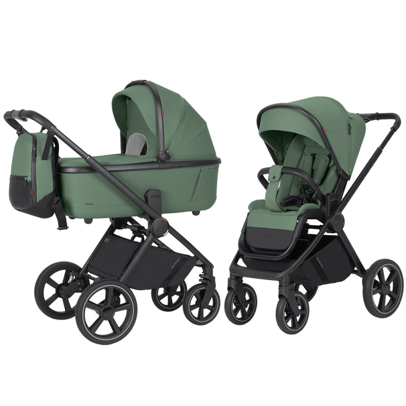 Carrello Ultimo CRL-6528 - дитяча універсальна коляска 2в1, коляска з оновленою люлькою, регулювання висоти люльки та прогулянкового блоку, всесезонний візок • Fern Green