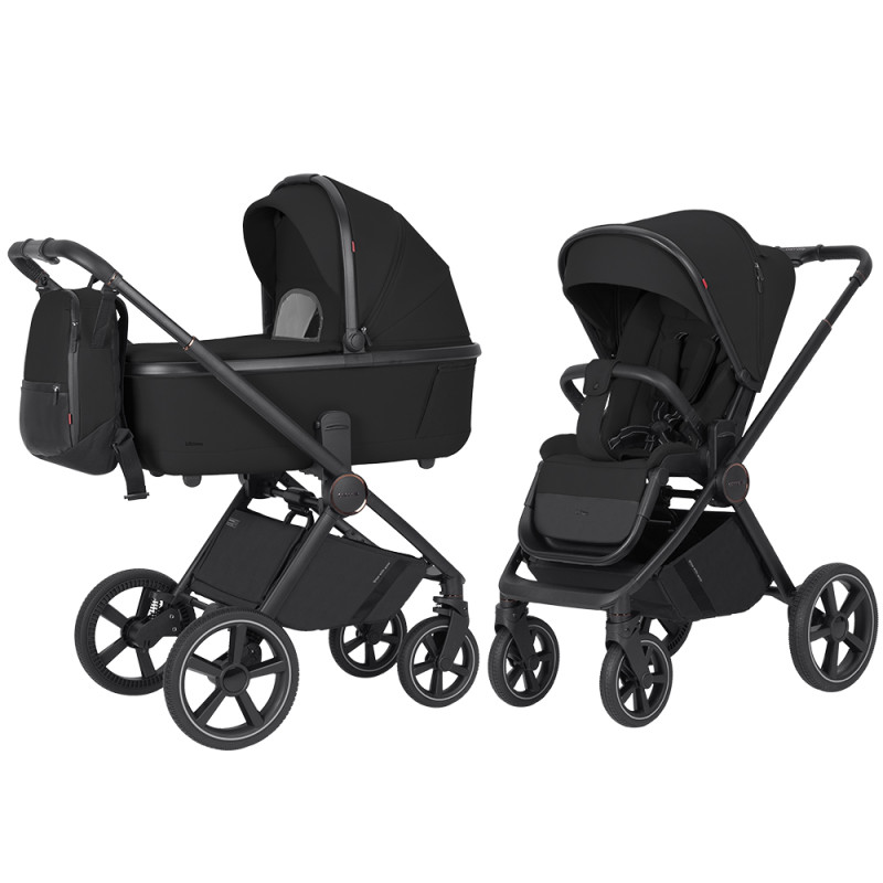 Carrello Ultimo CRL-6528 - дитяча універсальна коляска 2в1, коляска з оновленою люлькою, регулювання висоти люльки та прогулянкового блоку, всесезонний візок • Sable Black