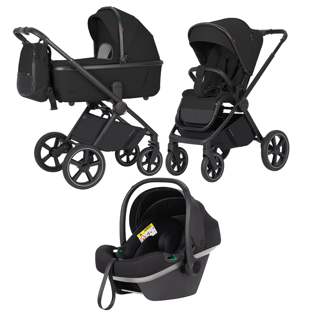 Carrello Ultimo CRL-6528 - детская универсальная коляска 3в1, коляска с обновлённой люлькой, регулировка высоты люльки и прогулочного блока, всесезонная коляска, с автокреслом для новорожденного Carrello Nova (0 - 15 месяцев / 40 - 87 см) • Sable Black