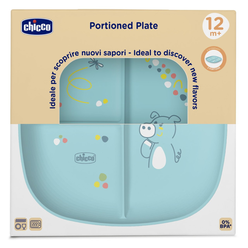 Секционная тарелка Chicco Dish Set 12м+ Голубой