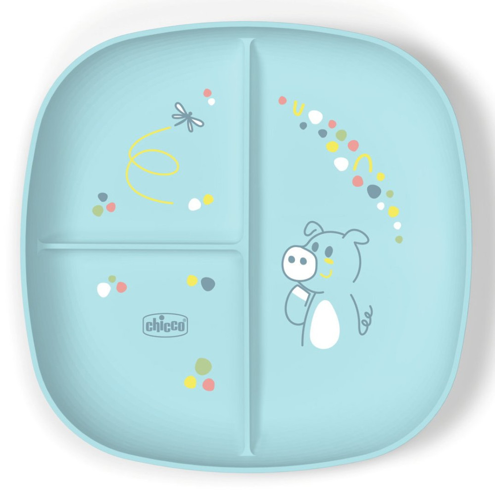 Секционная тарелка Chicco Dish Set 12м+ Голубой