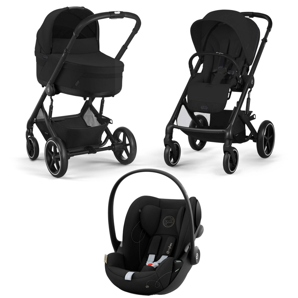 Cybex Balios S Lux - универсальная коляска 3в1 с раскладным автокреслом для новорождённого Cybex Cloud G (от рождения до 15 месяцев / 40 - 87 см) • BLK Moon Black