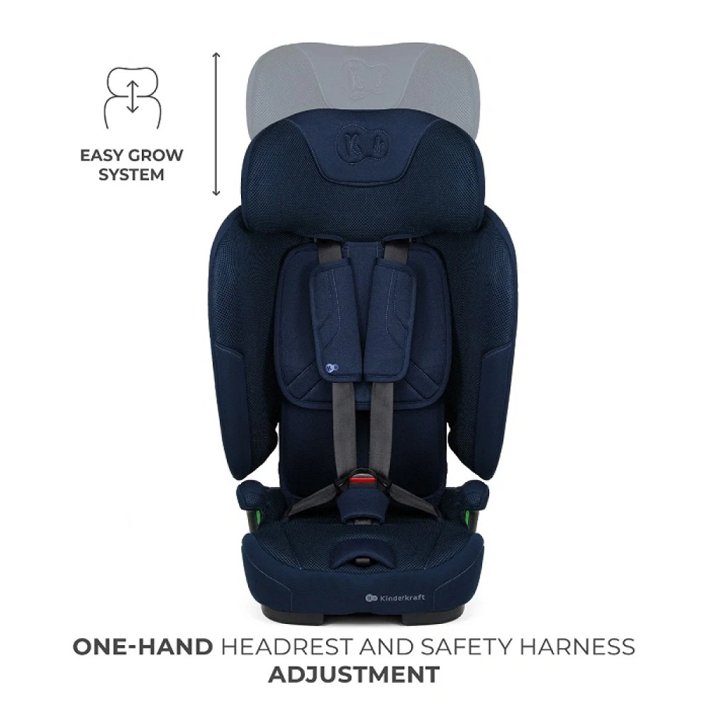 Kinderkraft FIX2GO i-Size - автокресло для детей (от 15 месяцев до 12 лет / 76 - 150 см), электронный датчик крепления SAFERIDE SENSOR, высококачественные материалы с технологией AIR FLOW, функция сна • Navy (KCFI2GO0NAV0000)