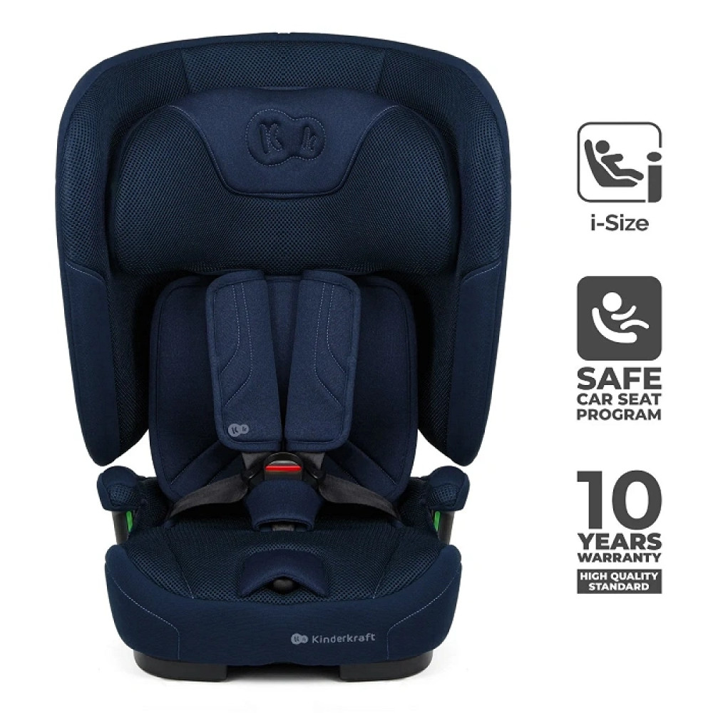 Kinderkraft FIX2GO i-Size - автокресло для детей (от 15 месяцев до 12 лет / 76 - 150 см), электронный датчик крепления SAFERIDE SENSOR, высококачественные материалы с технологией AIR FLOW, функция сна • Navy (KCFI2GO0NAV0000)