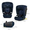 Kinderkraft FIX2GO i-Size - автокресло для детей (от 15 месяцев до 12 лет / 76 - 150 см), электронный датчик крепления SAFERIDE SENSOR, высококачественные материалы с технологией AIR FLOW, функция сна • Navy (KCFI2GO0NAV0000)