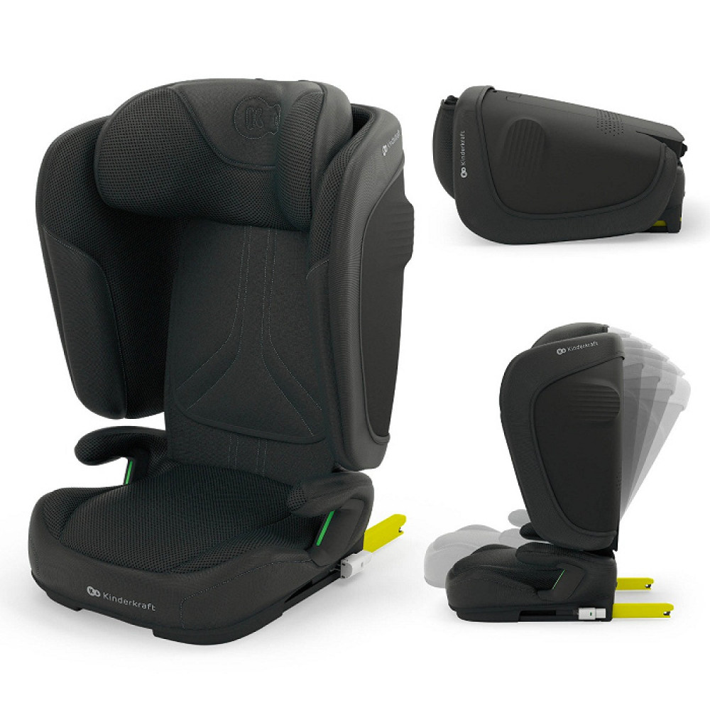 Kinderkraft Unity 2 i-Size - автокрісло для дітей (від 3.5 до 12 років / 100 - 150 см), легке та компактне складання, ергономічні підлокітники, система вентиляції AIR FLOW, системи безпеки SPS+ та H-GUARD • Black (KCUNIT02BLK0000)