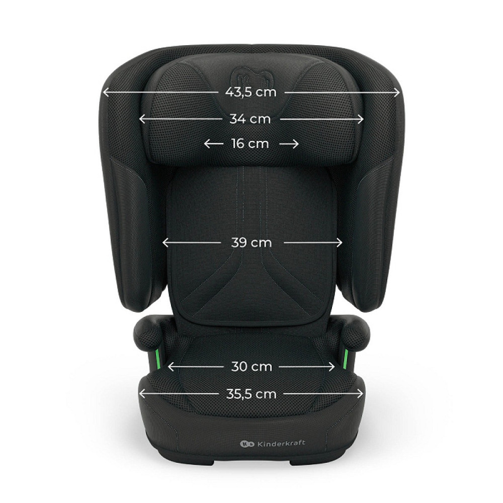 Kinderkraft Unity 2 i-Size - автокрісло для дітей (від 3.5 до 12 років / 100 - 150 см), легке та компактне складання, ергономічні підлокітники, система вентиляції AIR FLOW, системи безпеки SPS+ та H-GUARD • Black (KCUNIT02BLK0000)