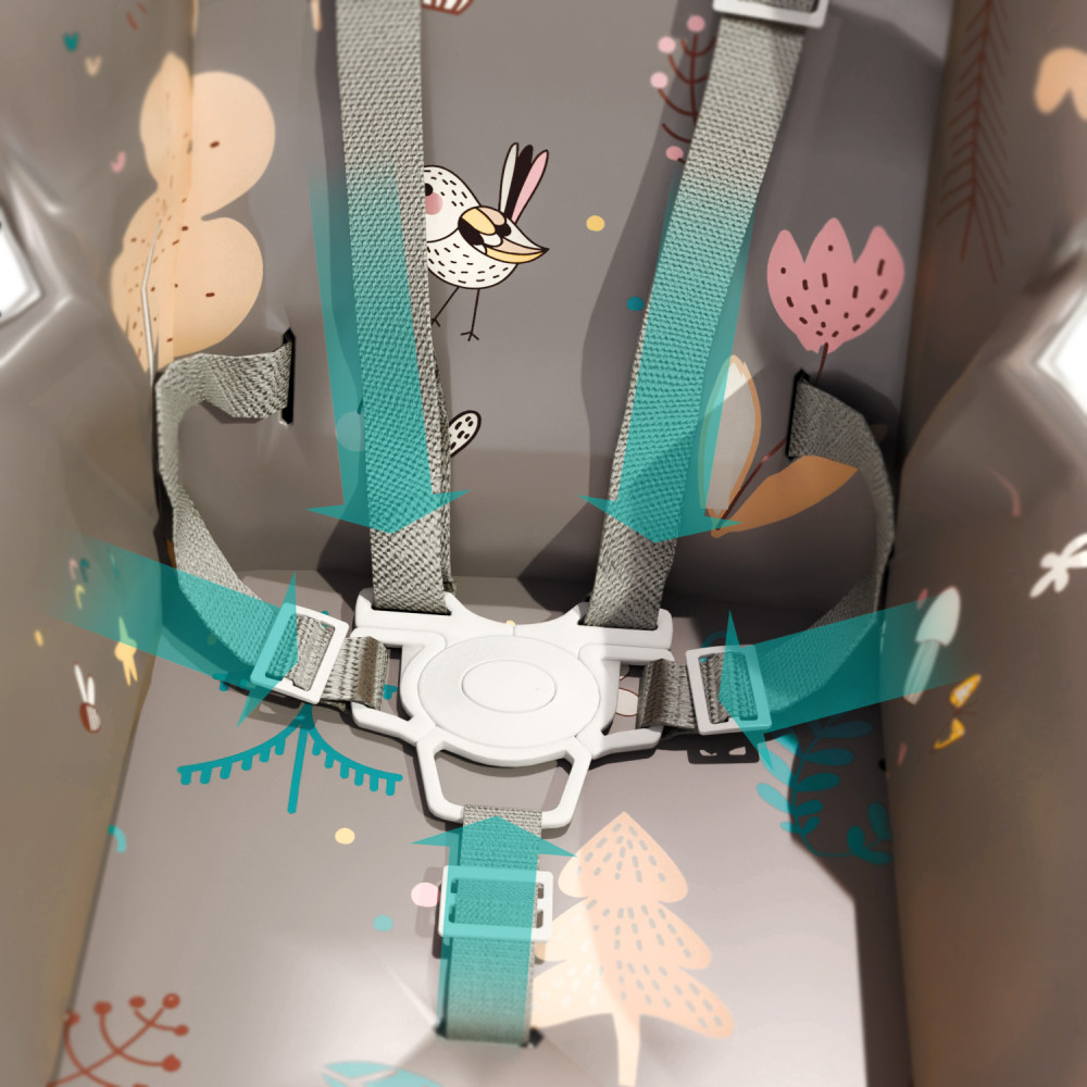 Bugs Mango - cтілець для годування, від народження до 3 років, 3 рівні нахилу спинки, легке та компактне складання • Forest Friends