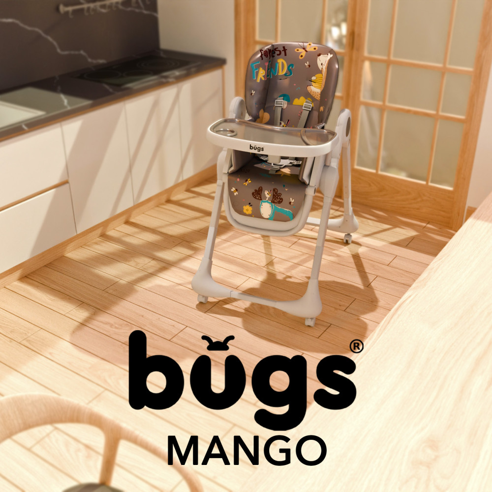Bugs Mango - cтілець для годування, від народження до 3 років, 3 рівні нахилу спинки, легке та компактне складання • Forest Friends