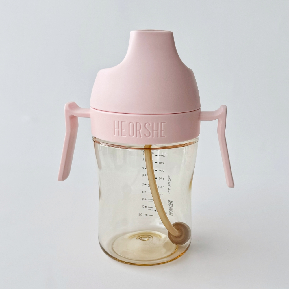 Поїльник-непроливайка Heorshe з трубочкою 9+ міс 300 мл Рожевий