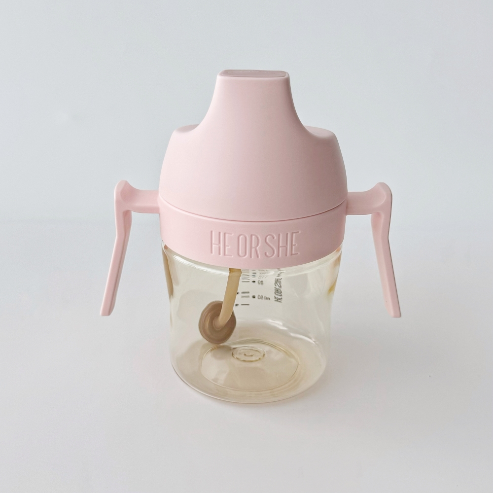 Поїльник-непроливайка Heorshe з трубочкою 9+ міс 300 мл Рожевий