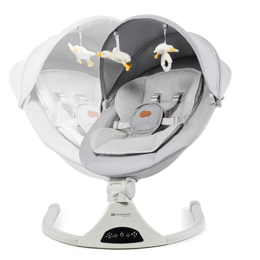 Kinderkraft Tulsy - электрический шезлонг-качалка 2 в 1 с пультом, таймером и Bluetooth • Gray (KBTULS00GRY0000)