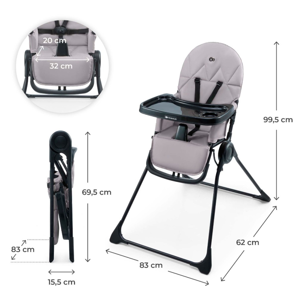 Kinderkraft Binci - дитячий стільчик для годування • Grey (KHBINC00GRY0000) Kinderkraft Binci - дитячий стільчик для годування • Grey (KHBINC00GRY0000)