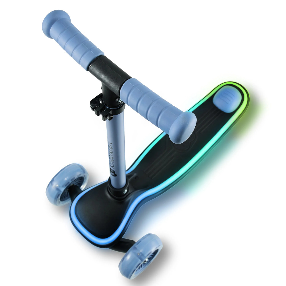 Kinderkraft Raket - триколісний дитячий самокат, поворотна система балансом, RGB підсвітка, легке складання, регульована висота • Blue (KRRAKE00BLU0000)